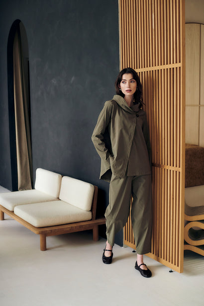 Pantalon Faggio en bengaline | Vert armée