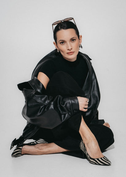 Veste oversize Bo en cuir écologique | Noir
