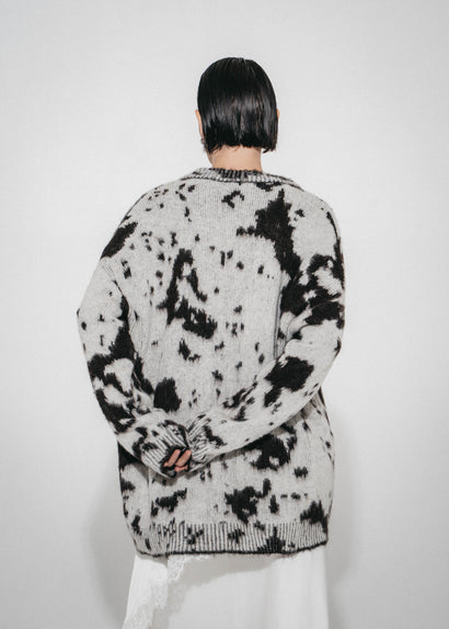 Cardigan à motif jacquard 2370 | Écru et brun foncé
