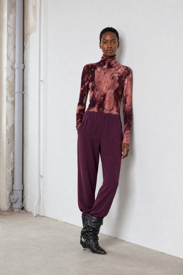 Janice allover print top | Allover Bordeaux
