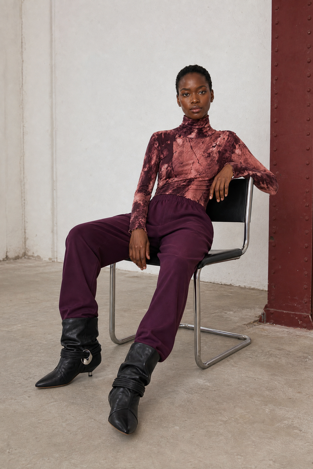 Janice allover print top | Allover Bordeaux