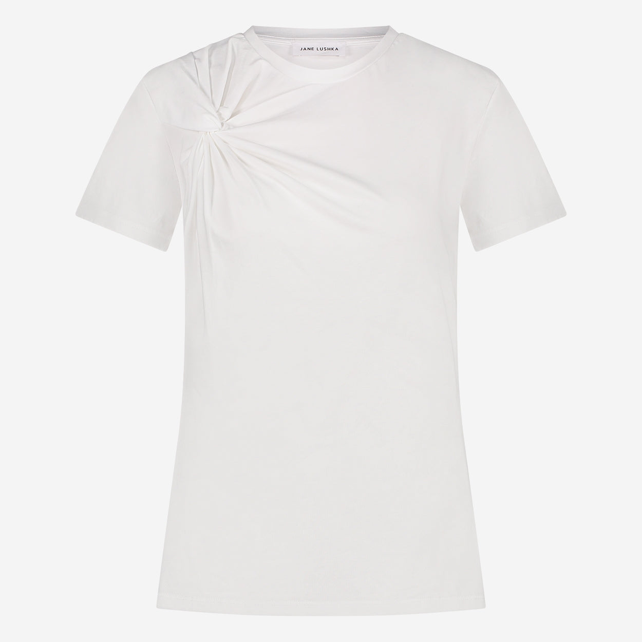 Cotton elastene knot t-shirt | White