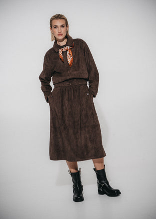 Pia suede effect bomber jacket | Dark Brown