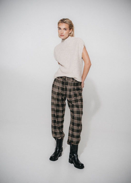 Nicola check viscose pants