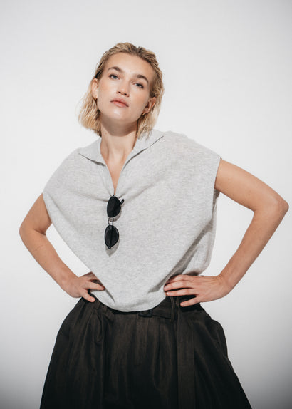 Polo en cachemire mélangé 26554 | Gris