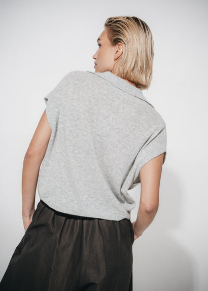 Polo en cachemire mélangé 26554 | Gris
