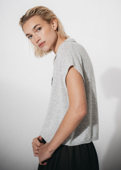 Polo en cachemire mélangé 26554 | Gris