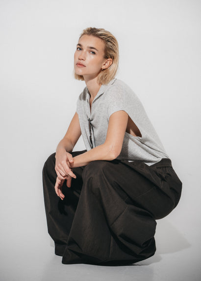 Polo en cachemire mélangé 26554 | Gris