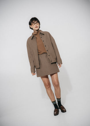 Iconic check cotton bomber jacket | Brown