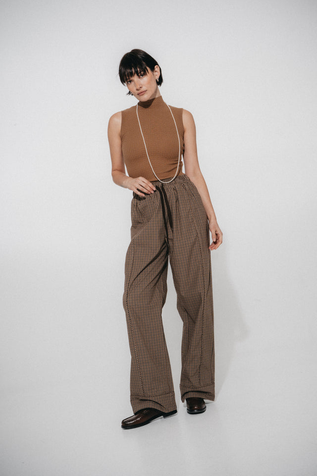 Rey check Baumwolle Hose | Brown