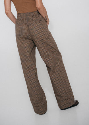 Rey check cotton pants | Brown