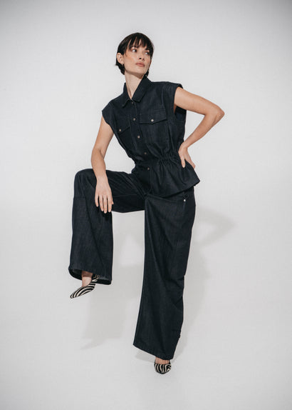 Viva indigo barrel-jeans | Mörkblå