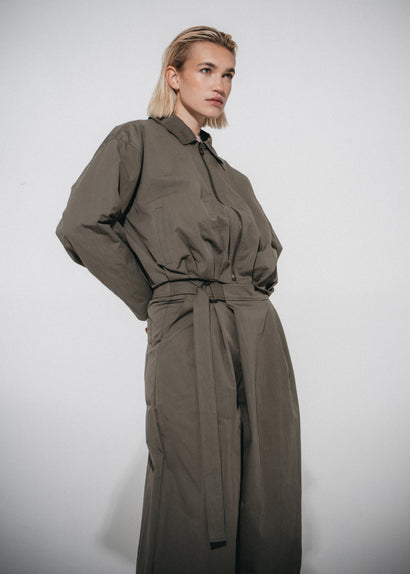 Pantalon plissé Fuel en coton | Vert armée