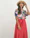 Florence Cold Shoulder Top Floral | Ink