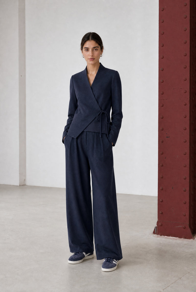 Lean wide-leg Hose | Dark Blue