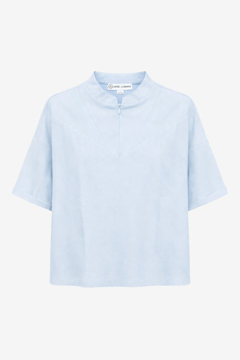 Lissa structure tech jersay top | Light Blue