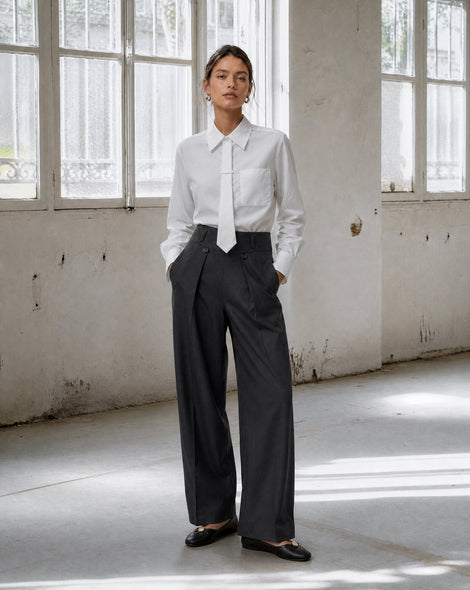 Maia tie-neck cotton blouse | White