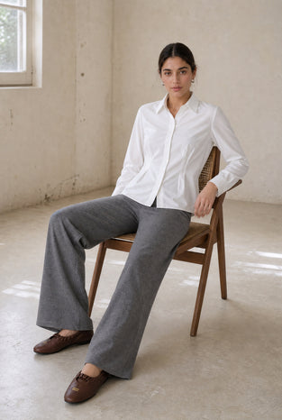 Viscose wide-leg pants | Grey