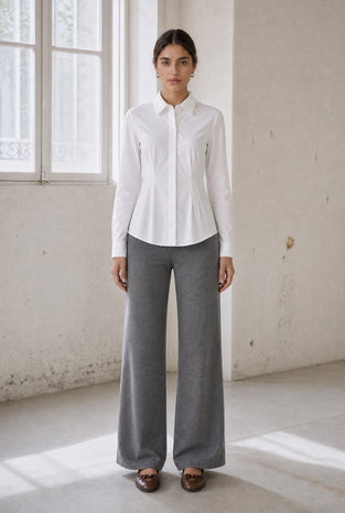 Viscose wide-leg pants | Grey