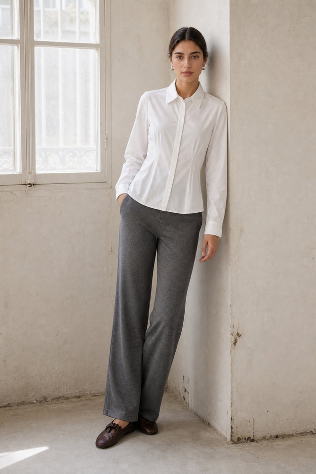 Viscose wide-leg pants | Grey