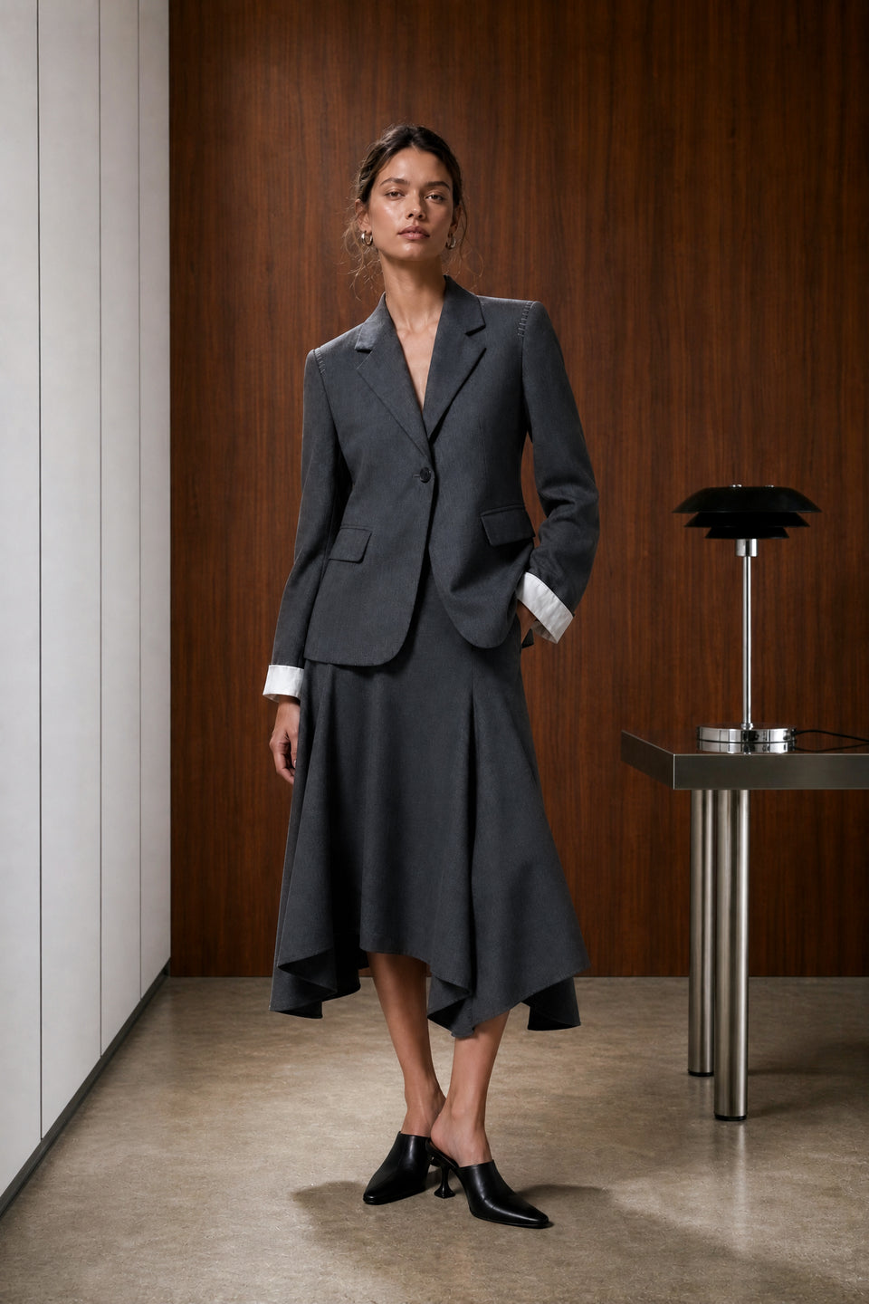 Marta asymmetrical viscose skirt | Anthracite