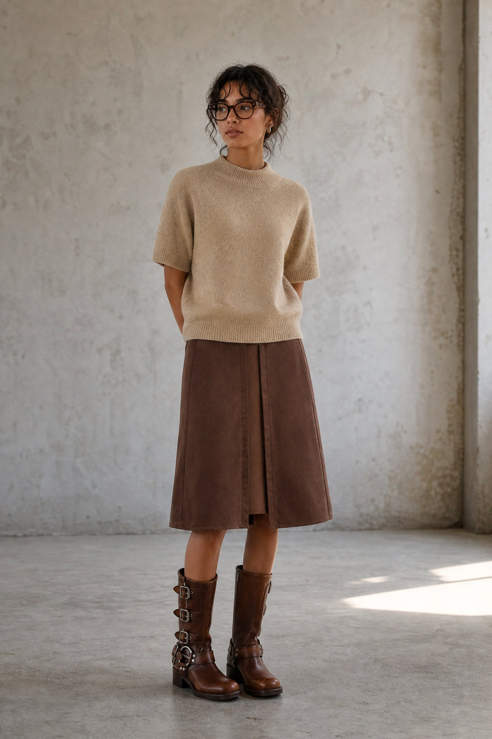 Nataly skuba velvet skirt | Brown