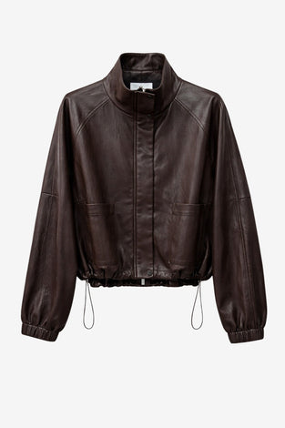 Nerina eco Leder Bomber Jacke | Dark Brown