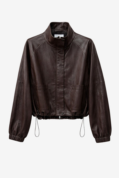 Nerina eco Leder Bomber Jacke | Dark Brown