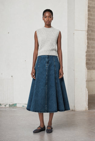 Nevada patched denim skirt | Summer Blue