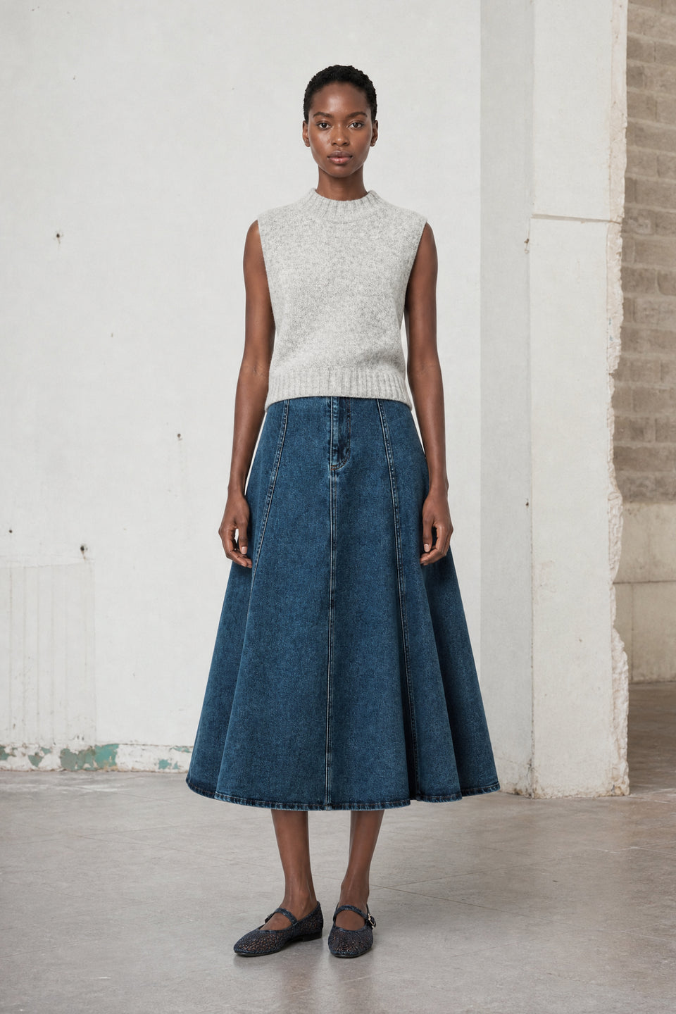 Nevada patched denim skirt | Summer Blue