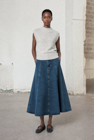 Nevada patched denim skirt | Summer Blue