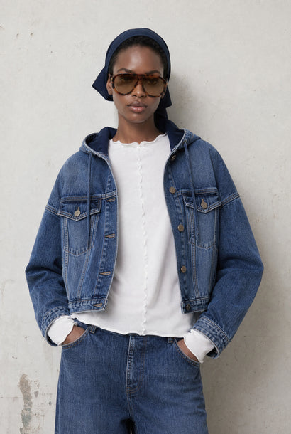 Nevada spijkerjack met capuchon | Summer Blue