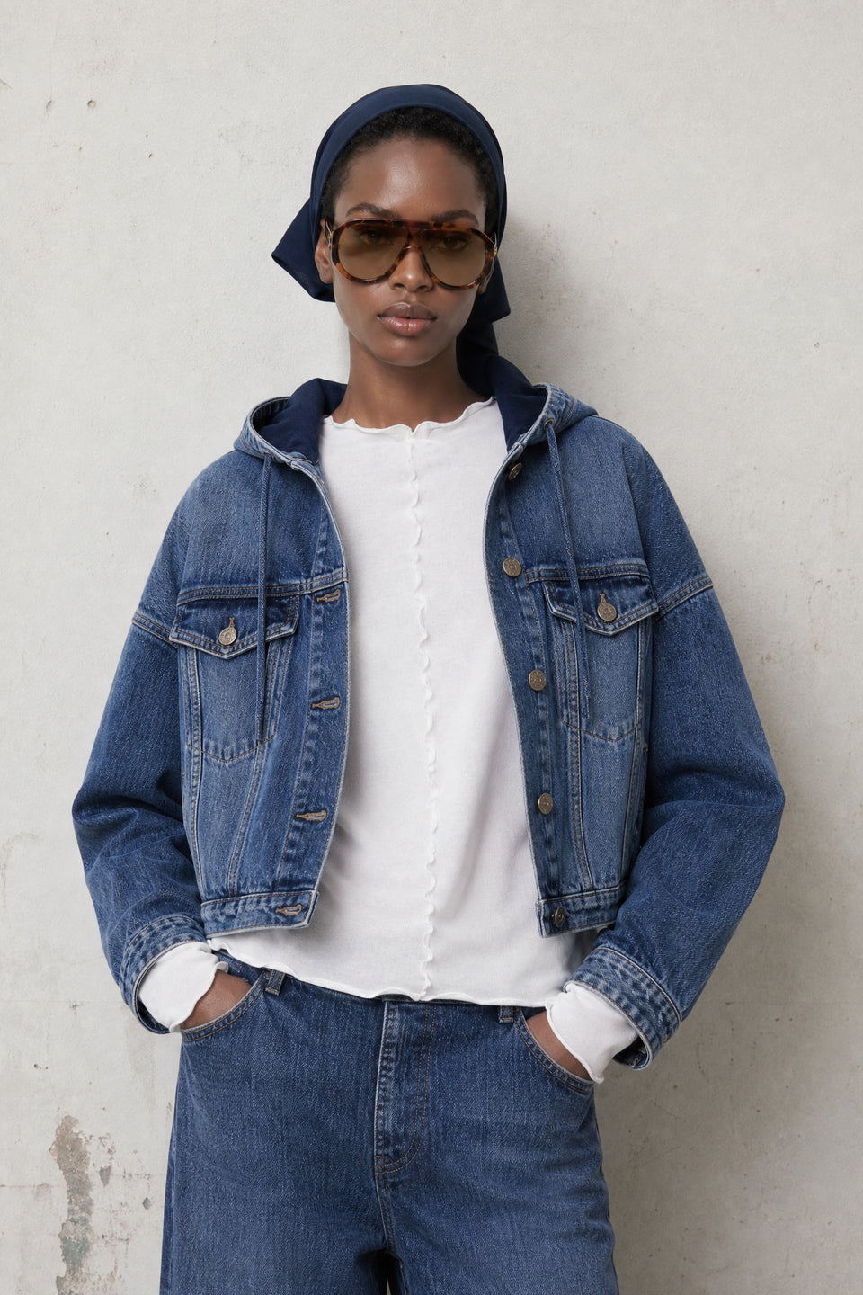 Nevada hood denim jacket | Summer Blue