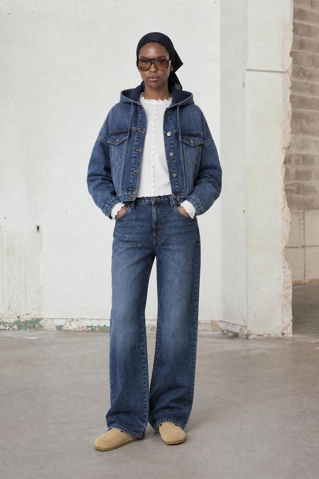 Nevada hood denim jacket | Summer Blue