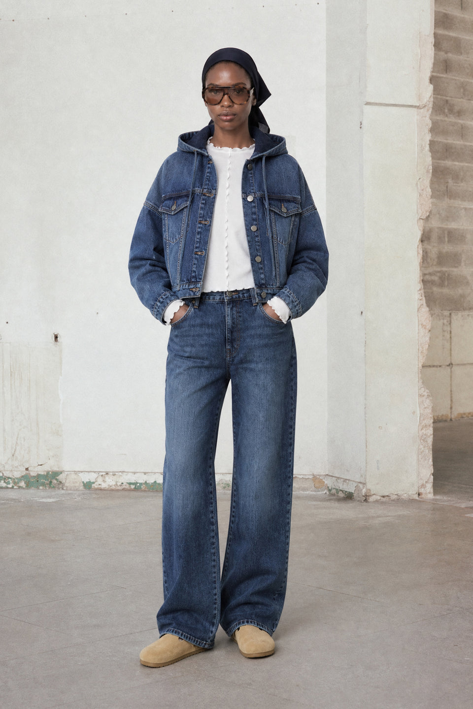 Nevada hood denim jacket | Summer Blue