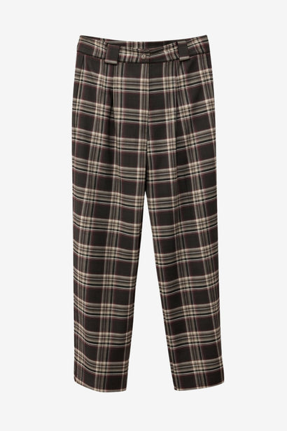 Nicola check viscose pants | Brown