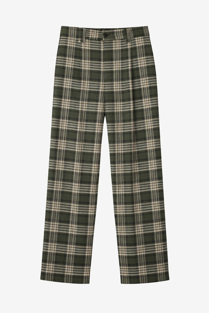 Nicola check viscose pants | Green
