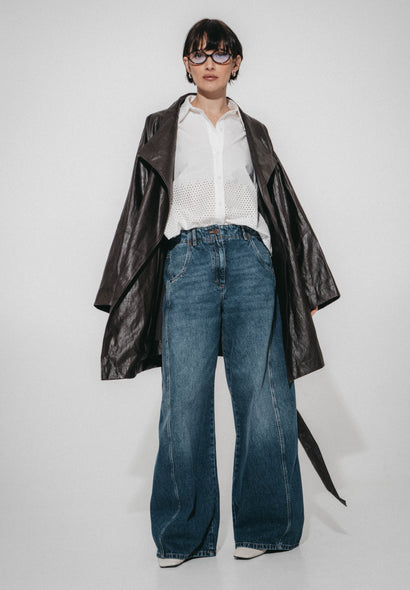 Cappotto Noir in ecopelle | Marrone scuro