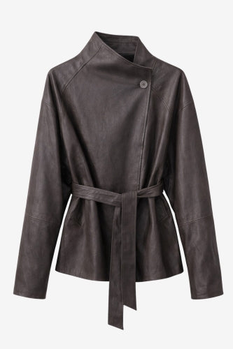 Cappotto Noir in ecopelle | Marrone scuro