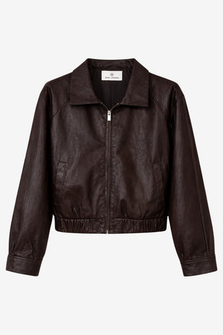Pola eco leather bomber jacket | Dark Brown