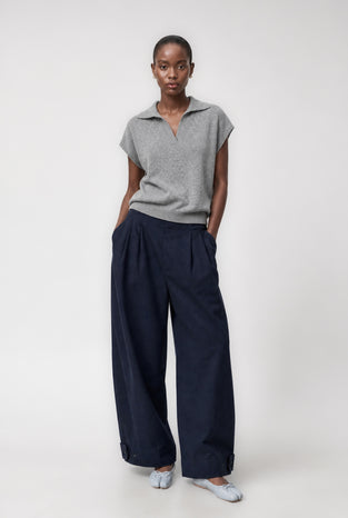 Harlow Katoen fancy Broek | Navy