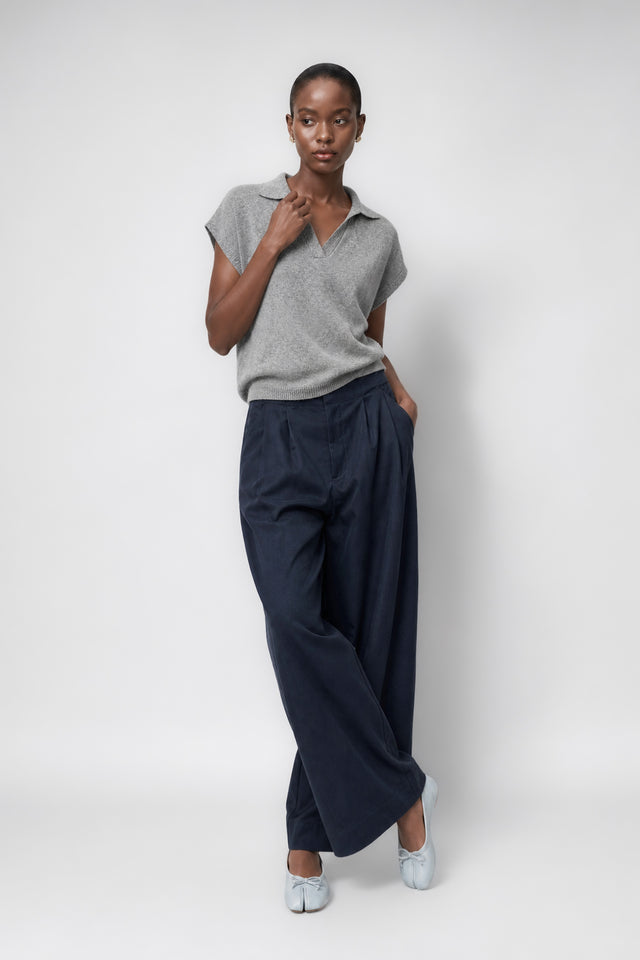 Harlow Katoen fancy Broek | Navy