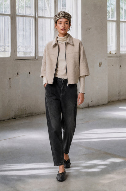Ponzio Kurzarmjacke aus Wolle | Beige