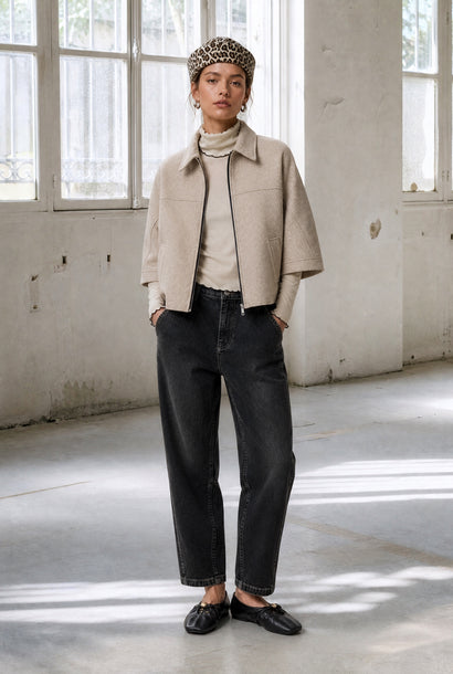 Ponzio Kurzarmjacke aus Wolle | Beige