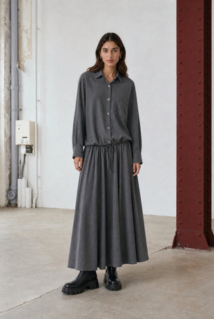 Rapanui light flannel long skirt | Dark Grey