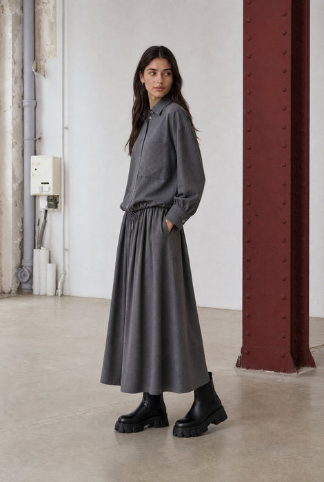 Rapanui light flannel long rok | Dark Grey