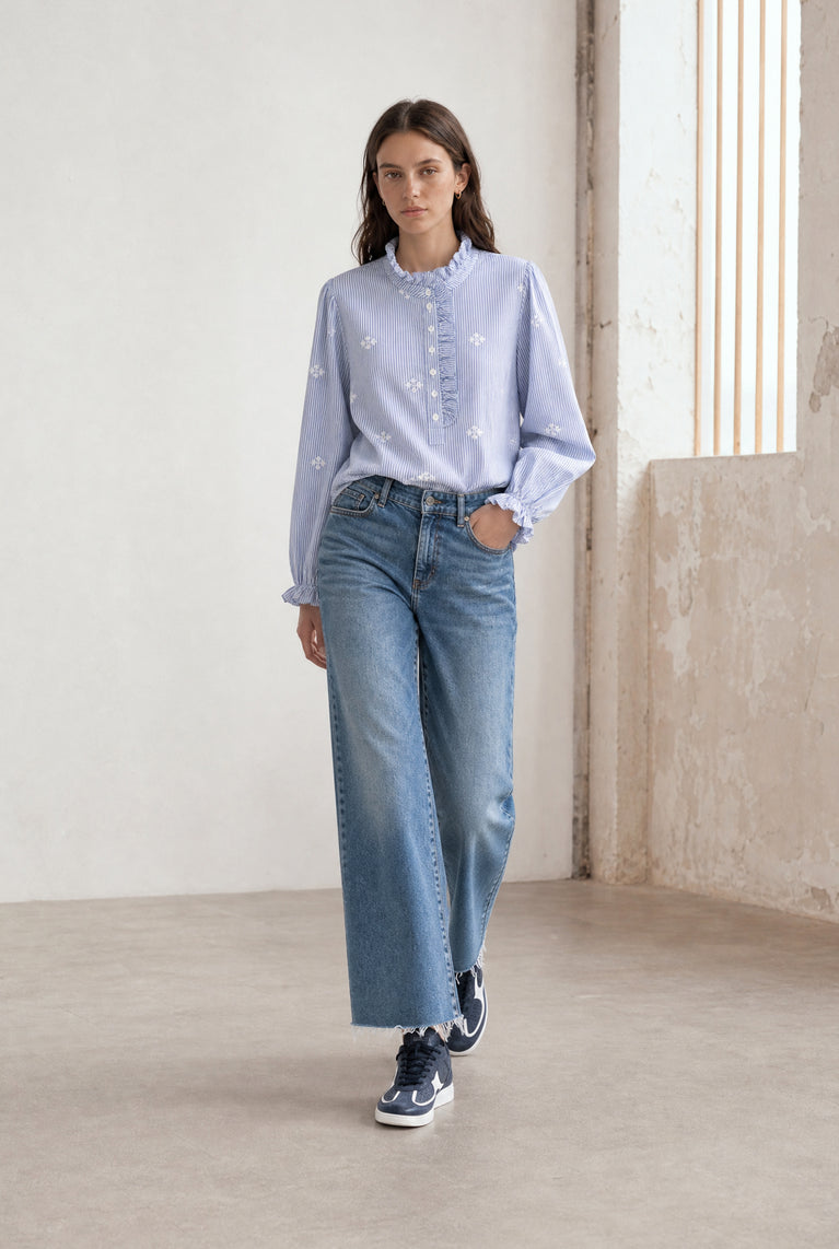Rina striped Bluse | Blue White