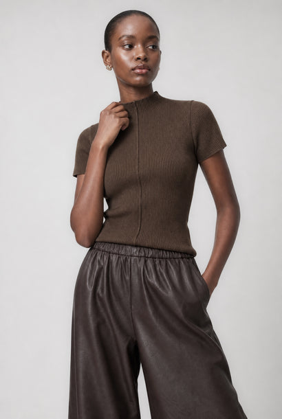 Top Rina in maglia a coste | Marrone