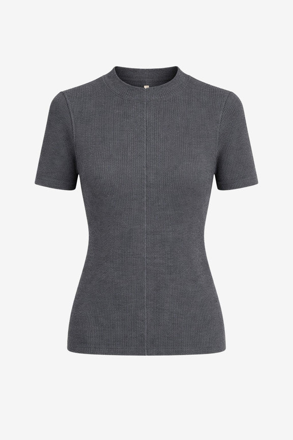 Rina rib knit top | Grey Melange
