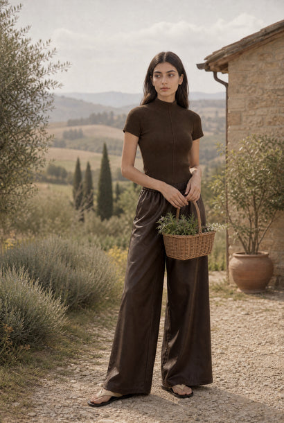 Top Rina in maglia a coste | Marrone